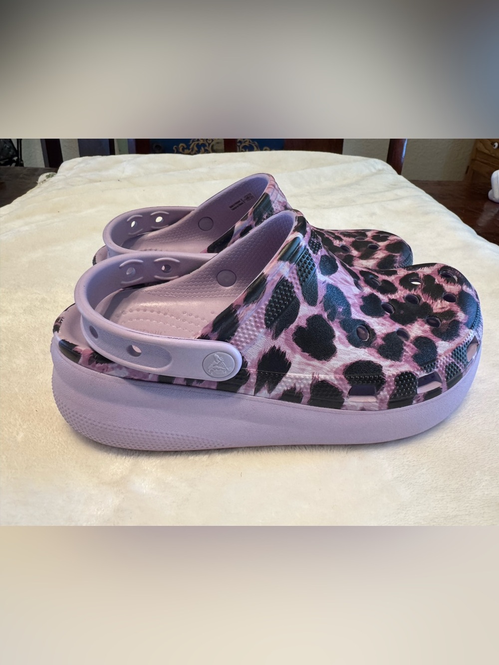 Crocs Classic Crush Platform Clog Leopard Animal Print Purple